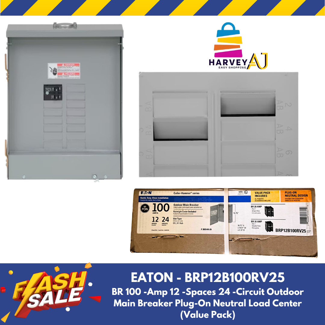 Eaton Type BRP 100 Amp 12 Spaces 24 Circuit Outdoor Main breaker Plug-On Neutral