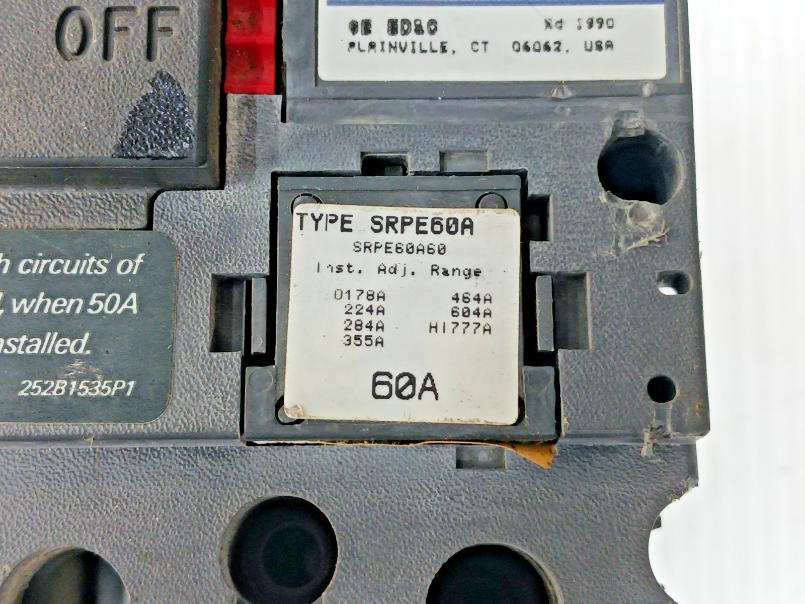 GE Spectra 60 Amp Circuit Breaker 2 Pole 480 VAC SEHA24AT0060 W/ 60 Amp Plug