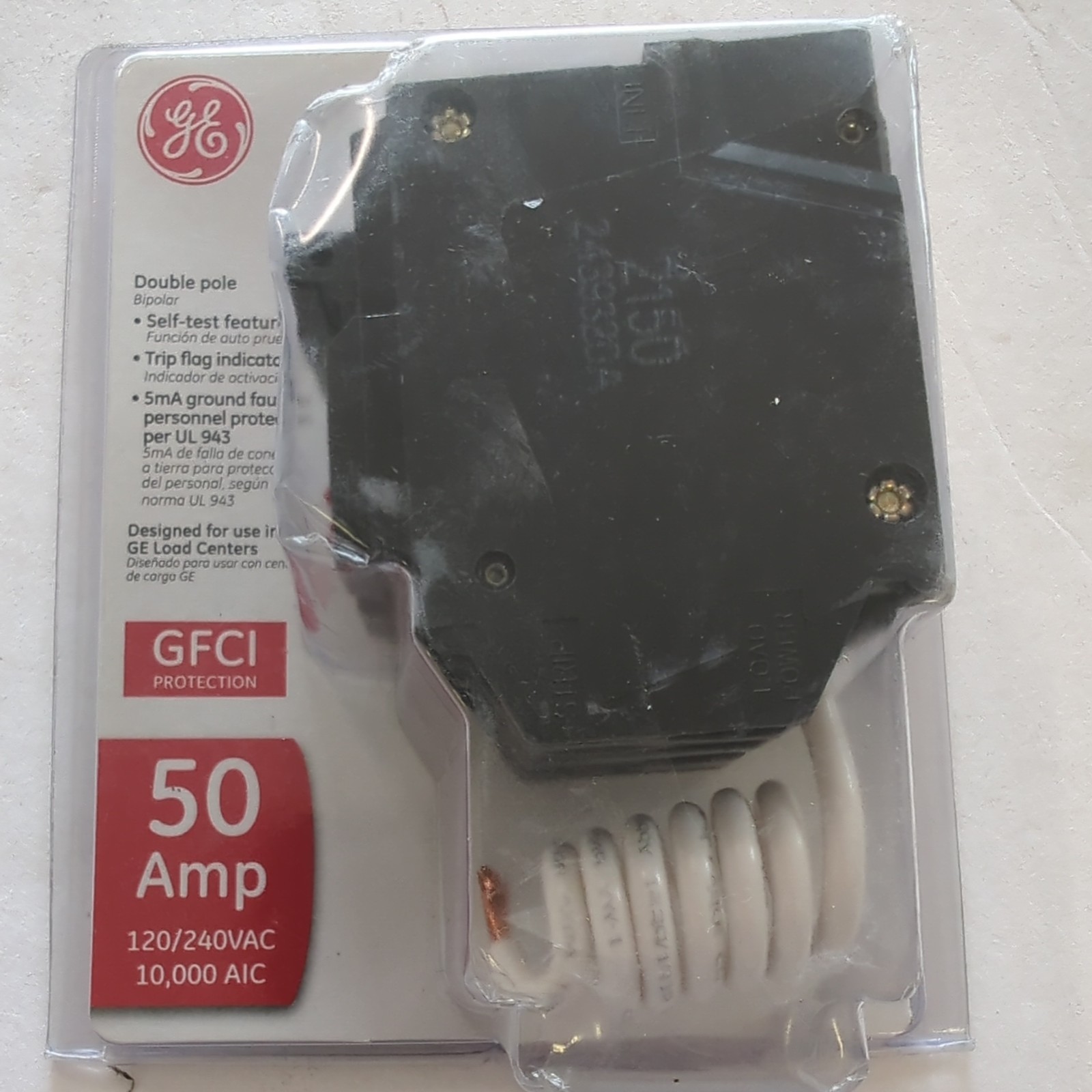 GE 50 Amp 240-Volts Double Pole Ground Fault Breaker with Self-Test