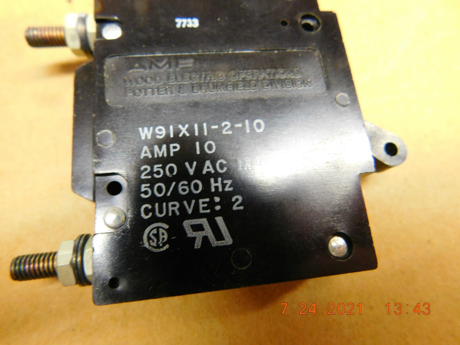 AMF Wood Electric W91X11-2-10 Circuit Breaker 10A 250VAC 50/60Hz 1P