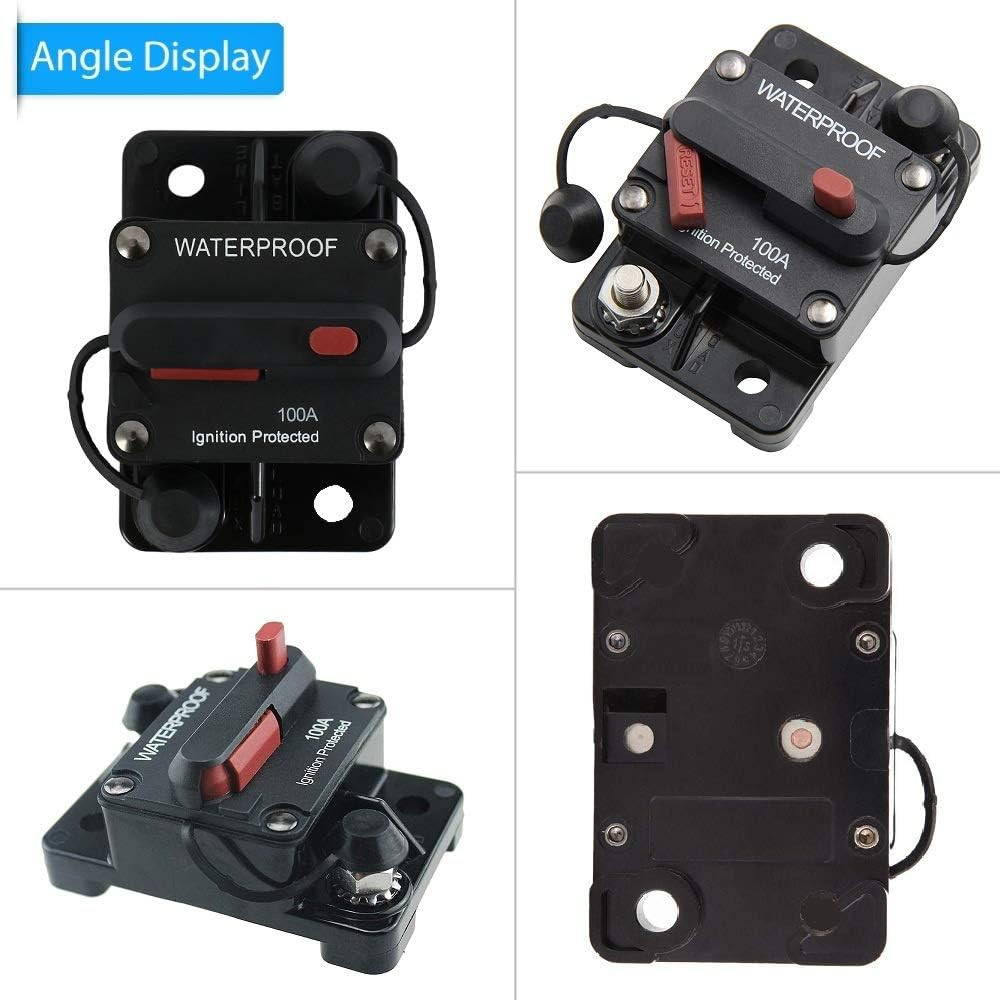 ANJOSHI 100 Amp Circuit Breaker 30A-300A with Manual Reset Waterproof Inline Fus