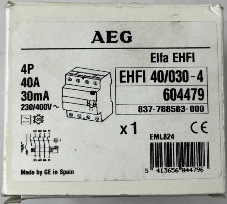 AEG EHFI 40/030-4 4P 40A 30mA RCD Residual Current Device New Spare Unit