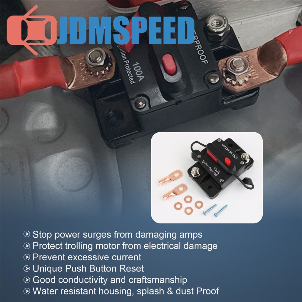 100A AMP Circuit Breaker Fuse 12-48V DC Car Boat Manual Reset Switch IP67