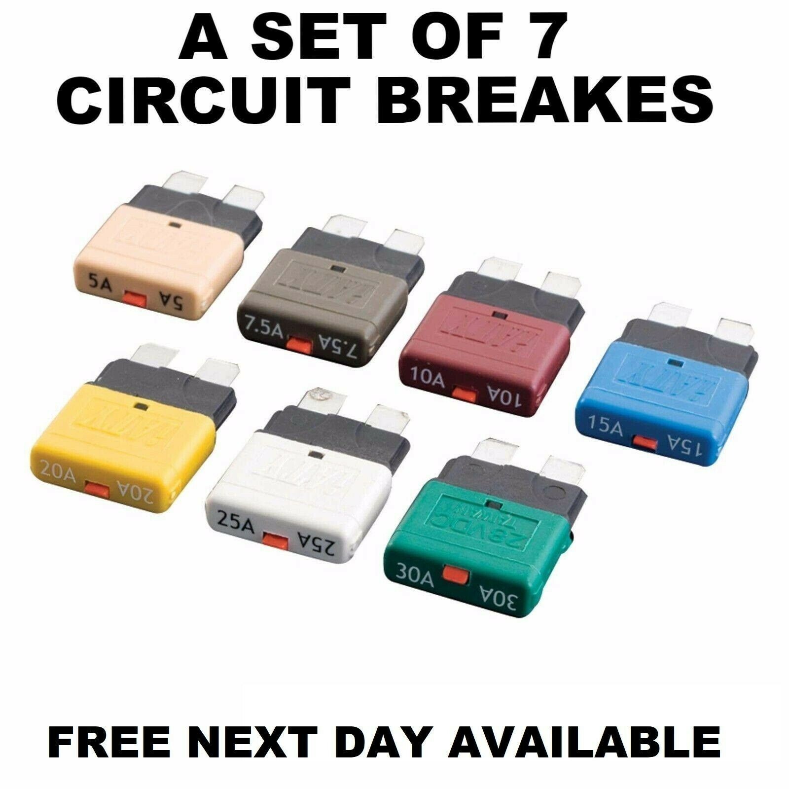 Reset-Circuit Breaker Blade Fuse New 12V+24V Resettable 5-30A Marine Automatic