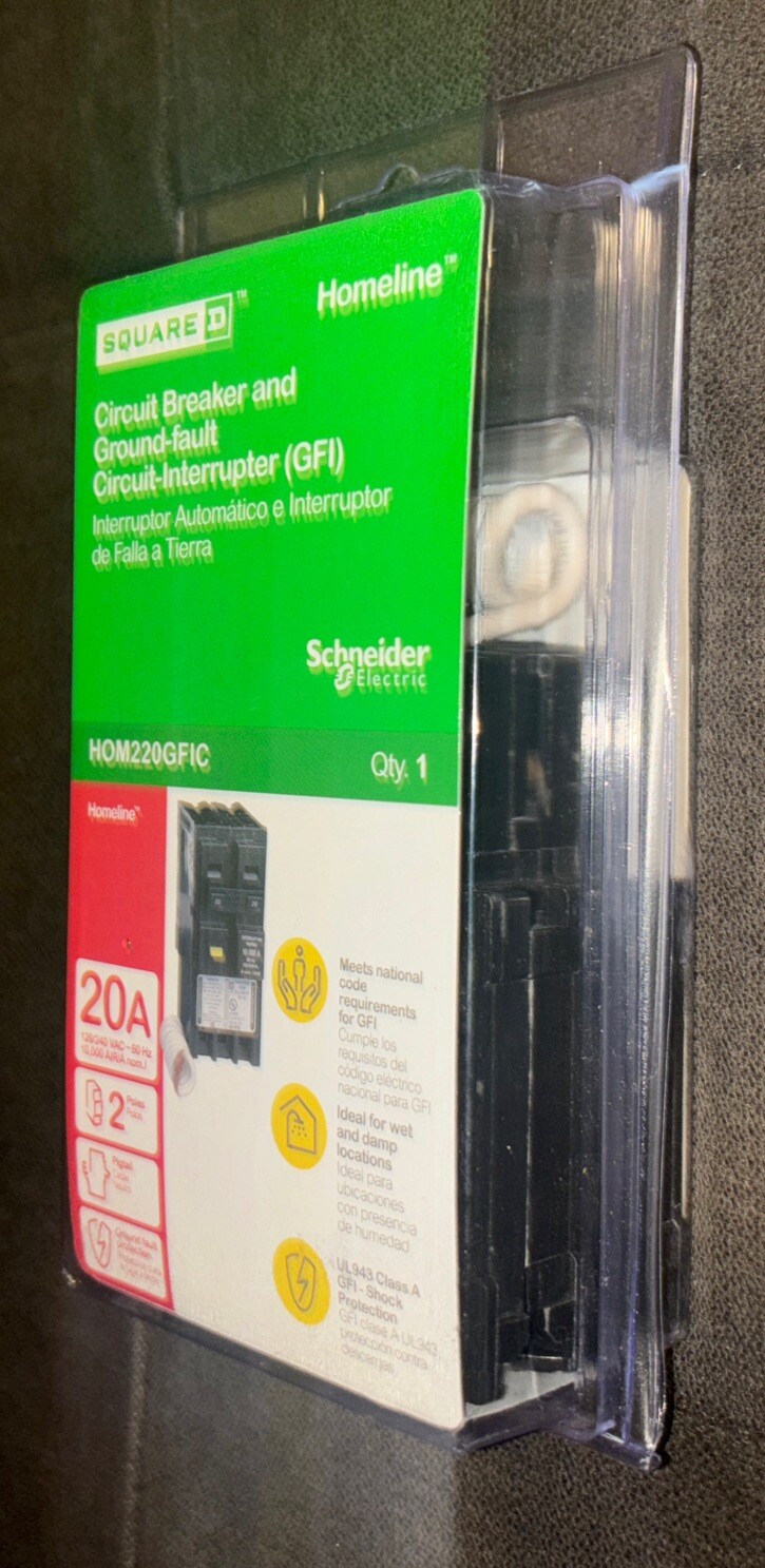 Square D Homeline 20-Amp 2-Pole GFCI Circuit Breaker 🔌Model#{HOM220GFIC}