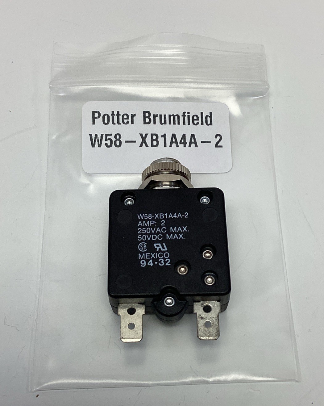 Potter & Brumfield W58-XB1A4A-2 2-Amp Circuit Breaker , Spade Terminals