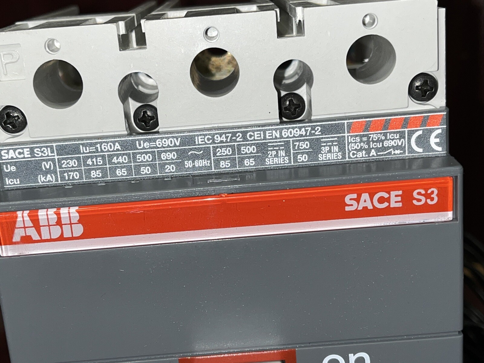 S3L 50A SACE S3 Molded Case Circuit Breaker 1000VDC S3L160 Isomax 4P T/M IEC