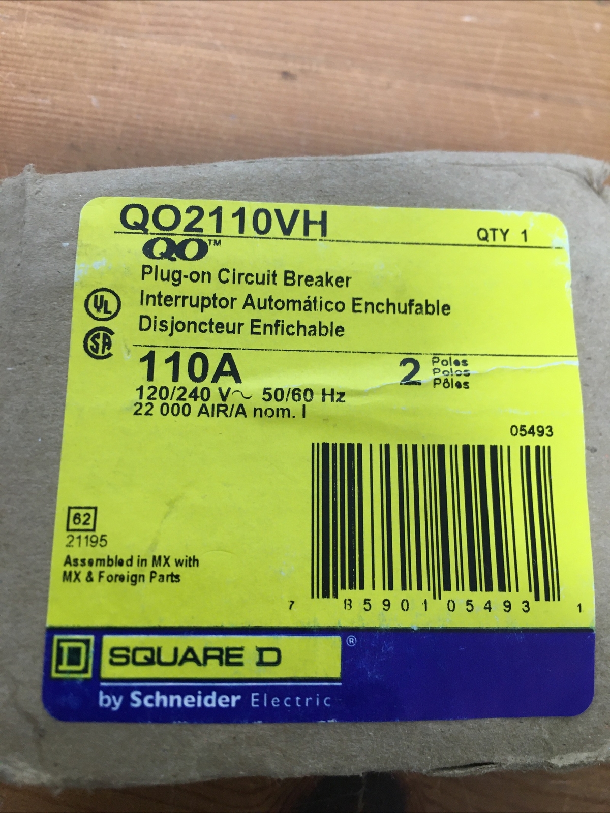 QO2110VH Square D breaker new