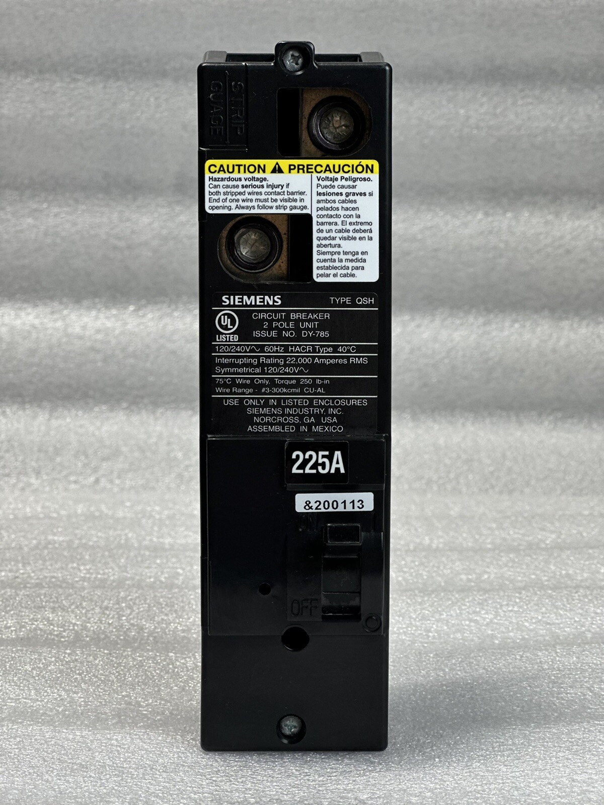 QS2225H SIEMENS 225AMP 2 POLE 120/240V CIRCUIT BREAKER NEW