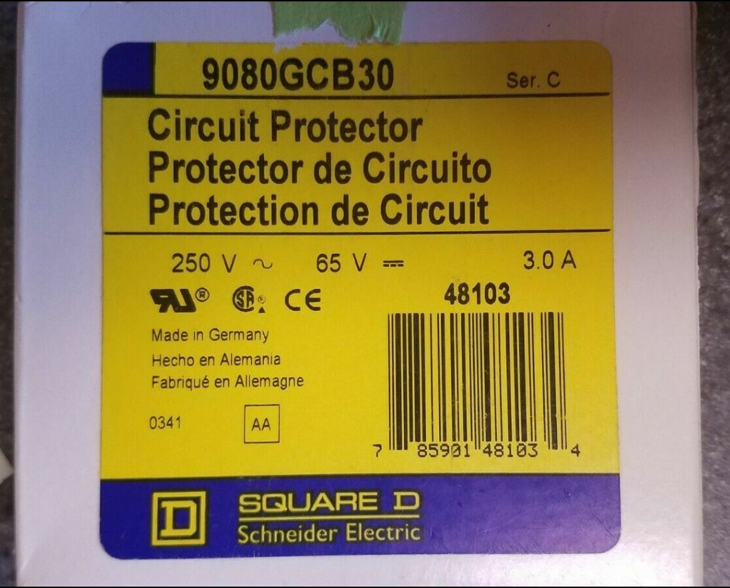 Square D, Circuit Protector, 9080GCB30, 250VAC, 65VDC, 2.0A (brand new in box)