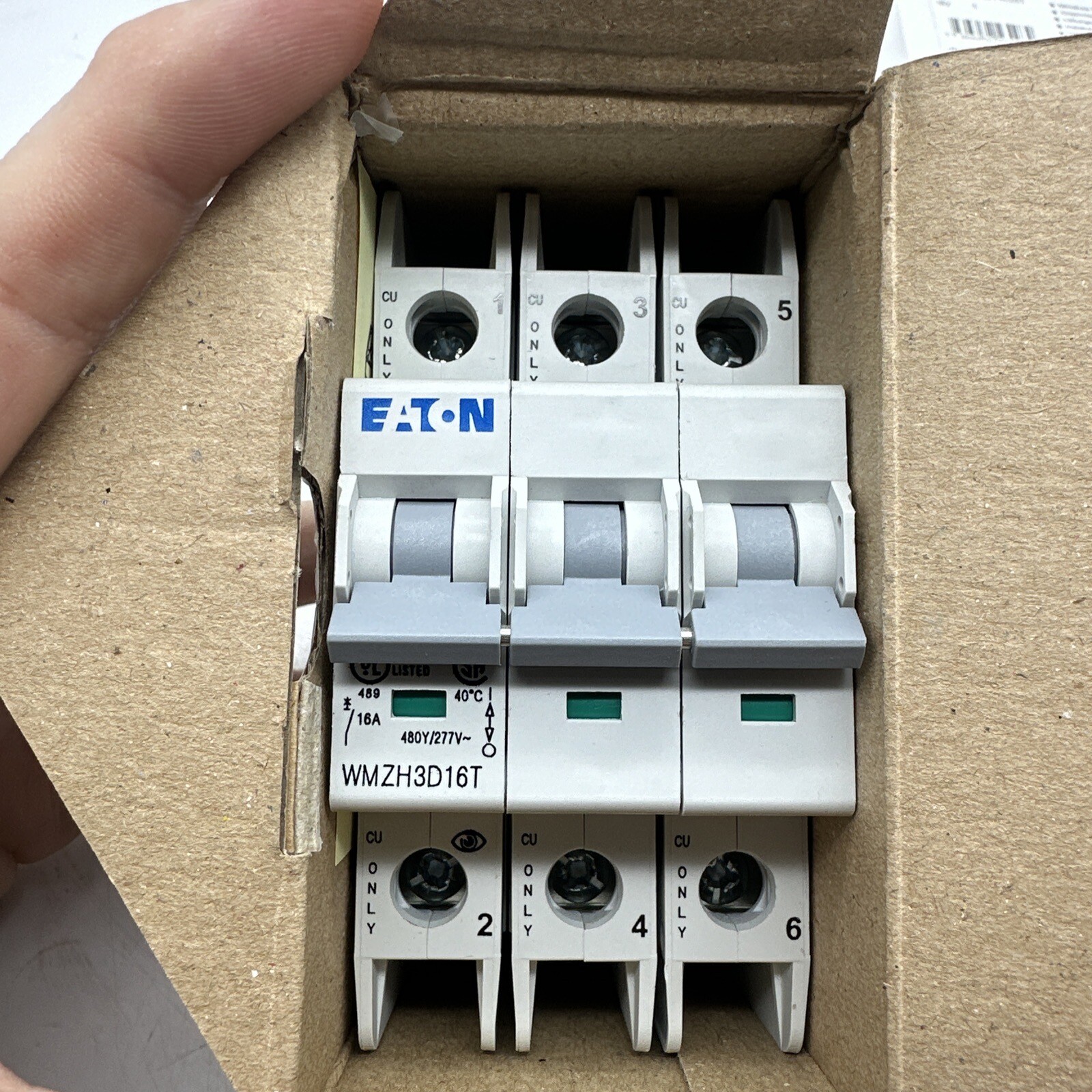 EATON WMZH3D16T MINIATURE CIRCUIT BREAKER CURRENT-LIMIT 16A 480Y / 277 VAC