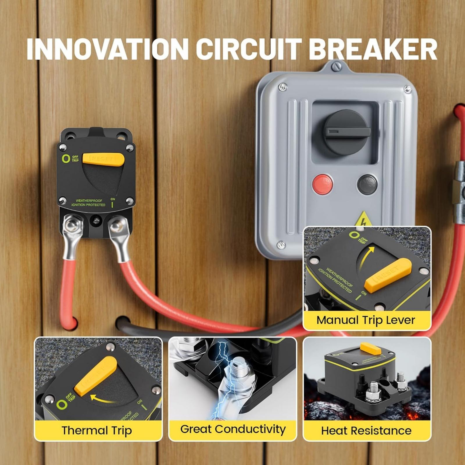 300 Amp 12-48V DC Circuit Breaker For Car Audio RV Marine Boat Truck Motors