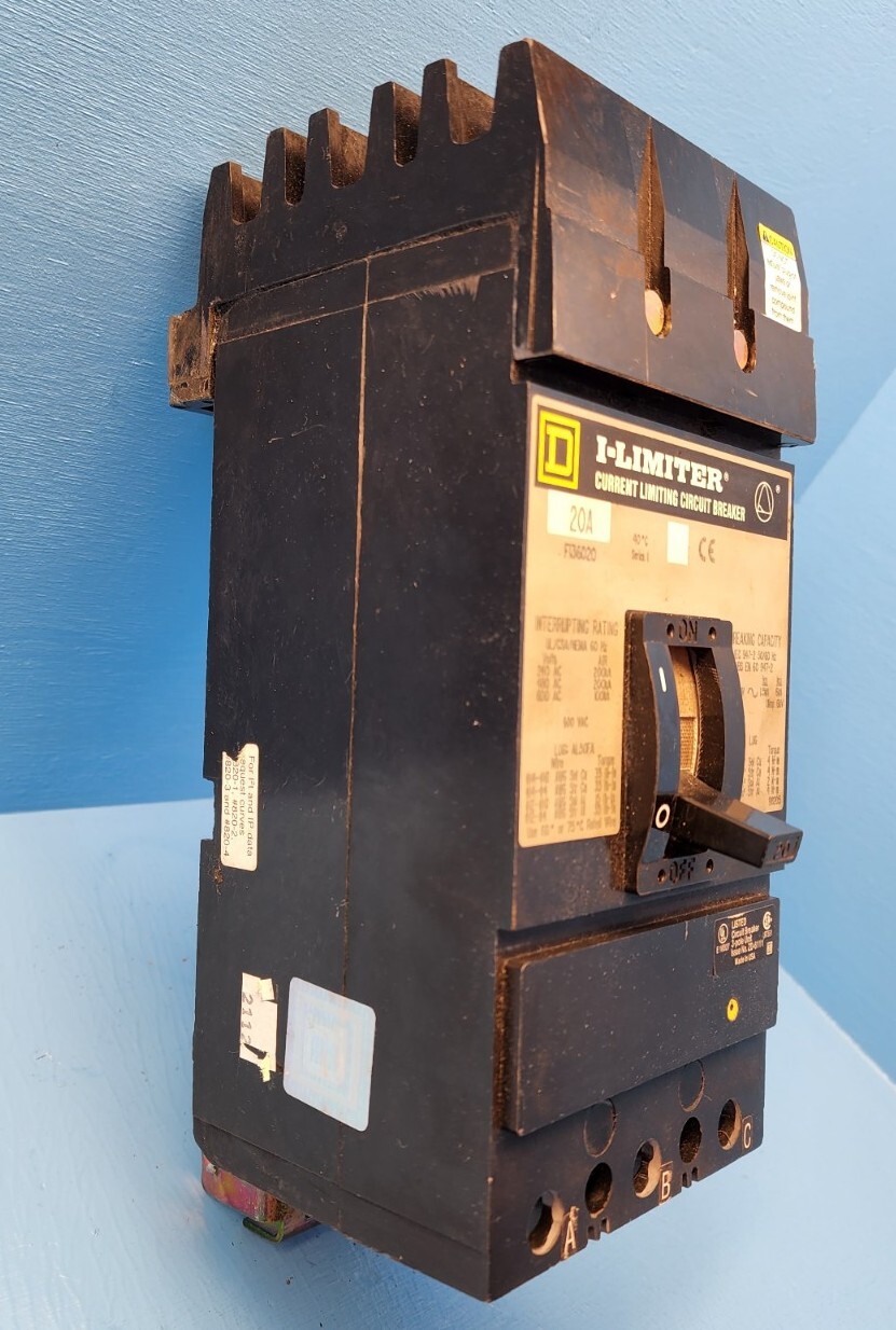 SQUARE D FI36020 20A 600V 3 POLE I-LINE I-LIMITER CIRCUIT BREAKER