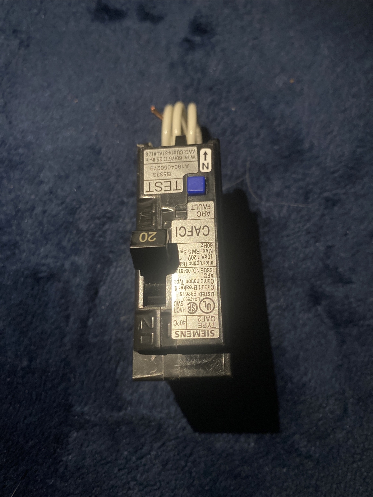 Siemens QA120AFC 20-Amp Single Pole 120V Plug-On Combination AFCI Breaker QAF2