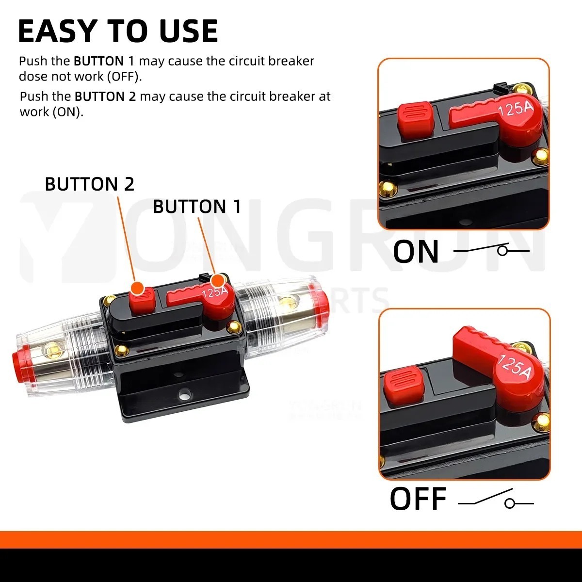 20A-150AMP Trip DC Car Audio Solar Energy Inline Circuit Breaker 12V Fuse Holder