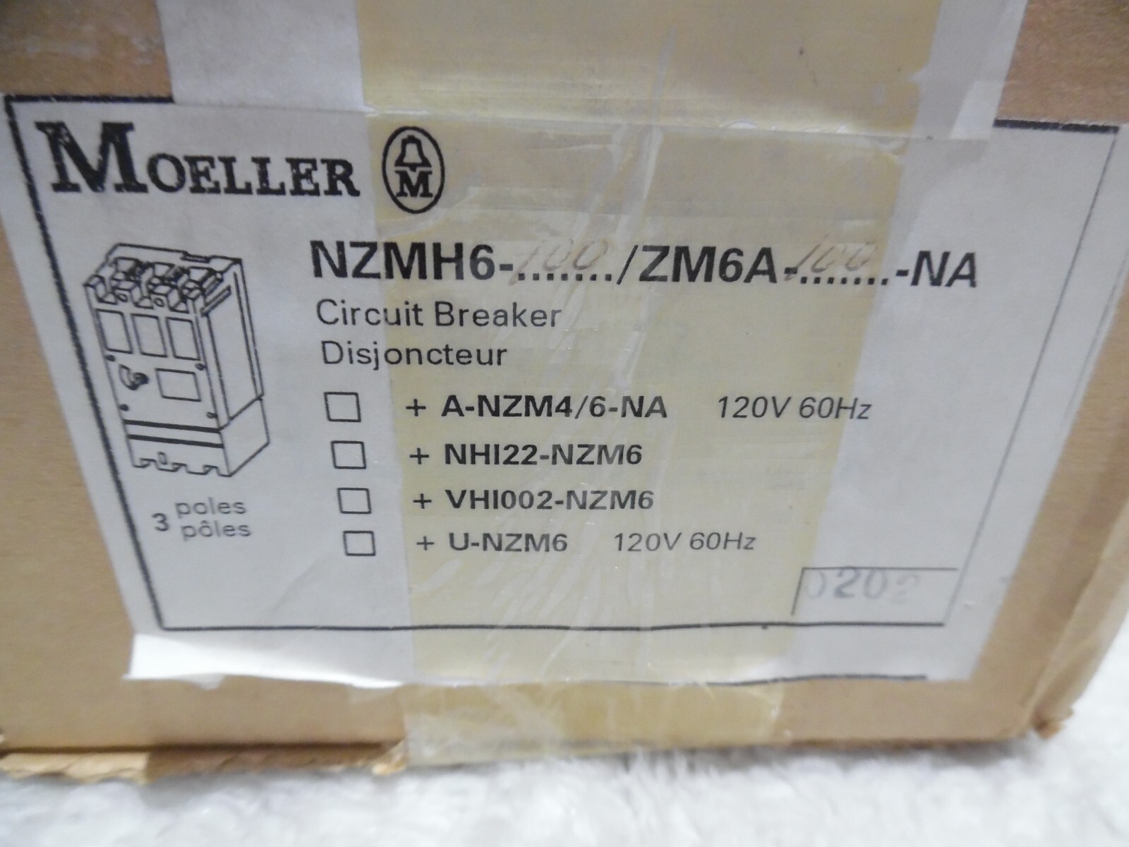 New Moeller NZMH6-100-ZM6A-100-NA Thermal Magnetic Circuit Breaker 100A 600V 3P