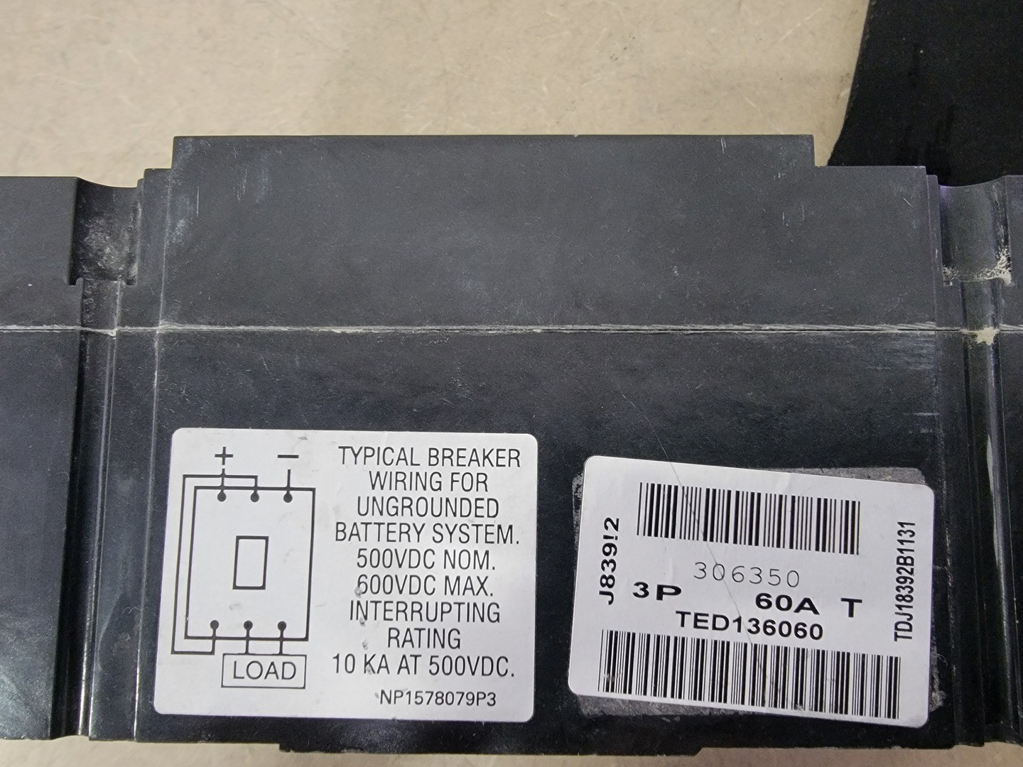 General Electric TED136060 60 Amps 3-Pole 600 VAC Circuit Breaker – Electrical