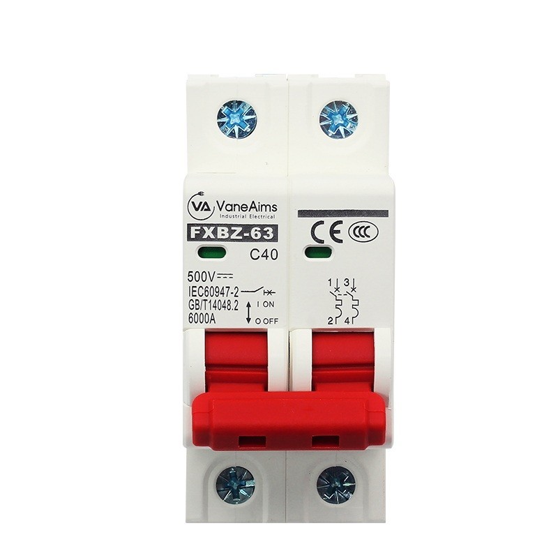 Circuit Breaker MCB DC 500V 2P Overload Protection Switch 6A-63A Panel Control