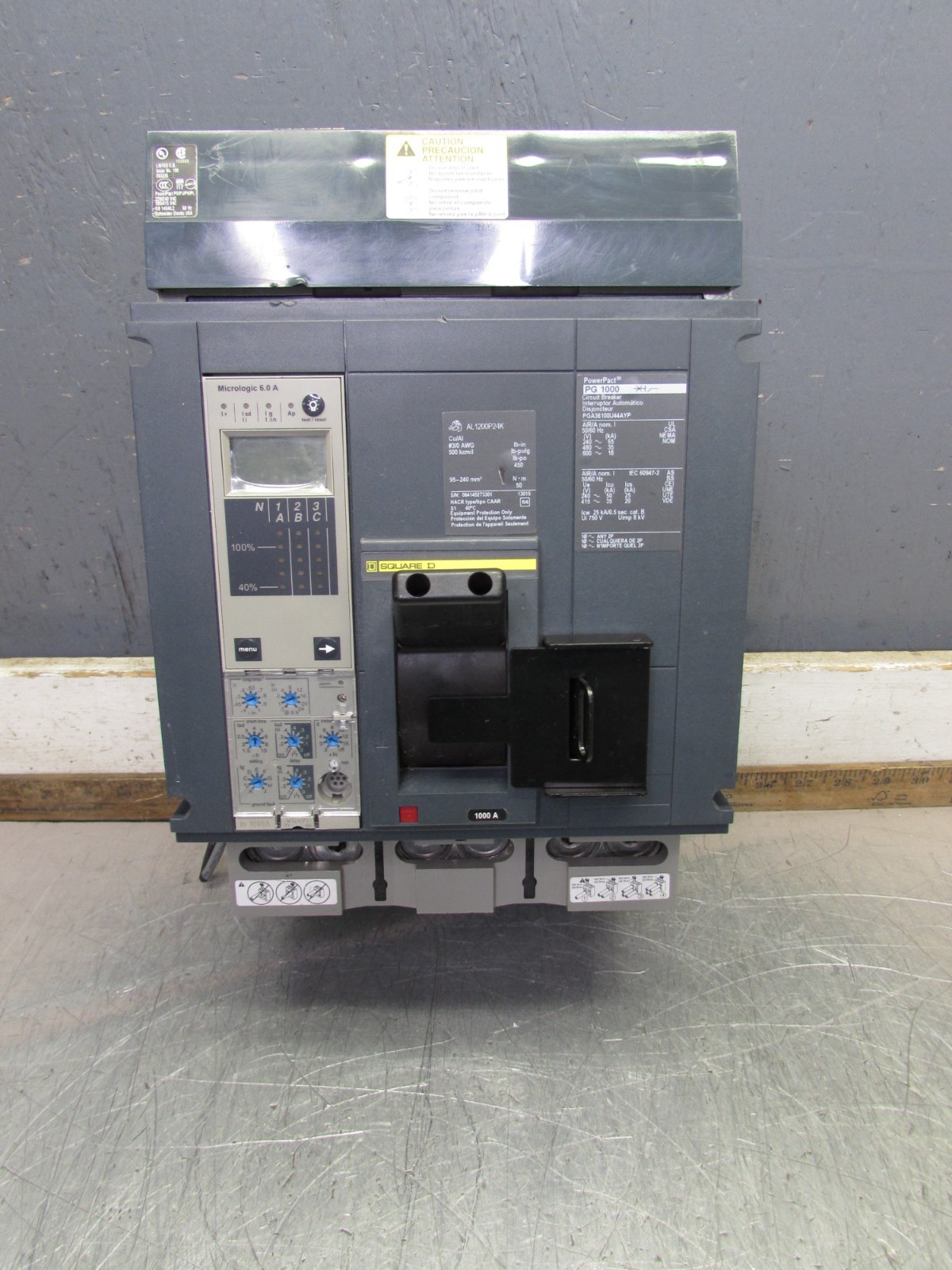 Square D PGA36100U44AYP , PowerPact I-LINE Circuit Breaker , LSIG, 3P/600V/1000A