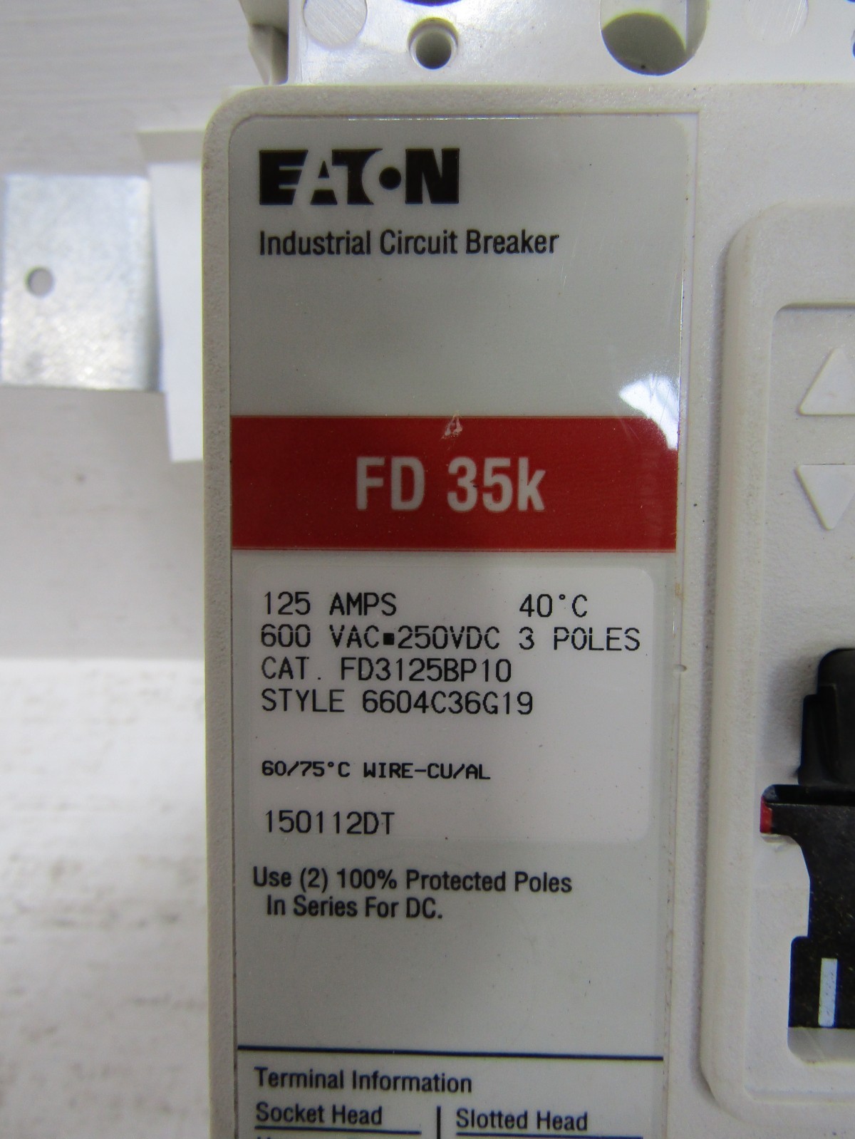 NEW Eaton BKFD125T 125 Amp 480V Main or Subfeed Breaker Kit PRL1a 2a FD3125BP10