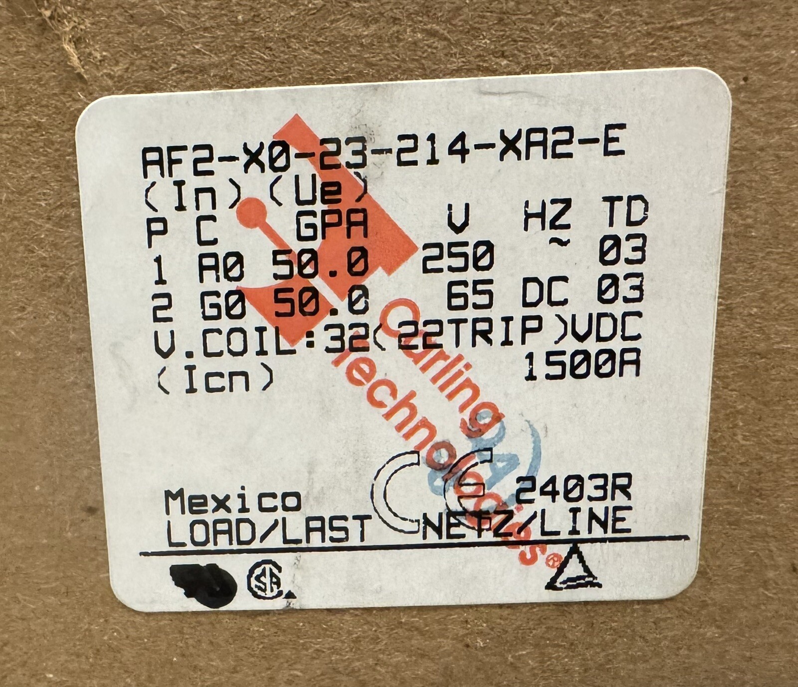 Carling AF2-X0-23-214-XA2-E Breaker Hydraulic Magnetic A-Series NEW! SHIPS FREE!