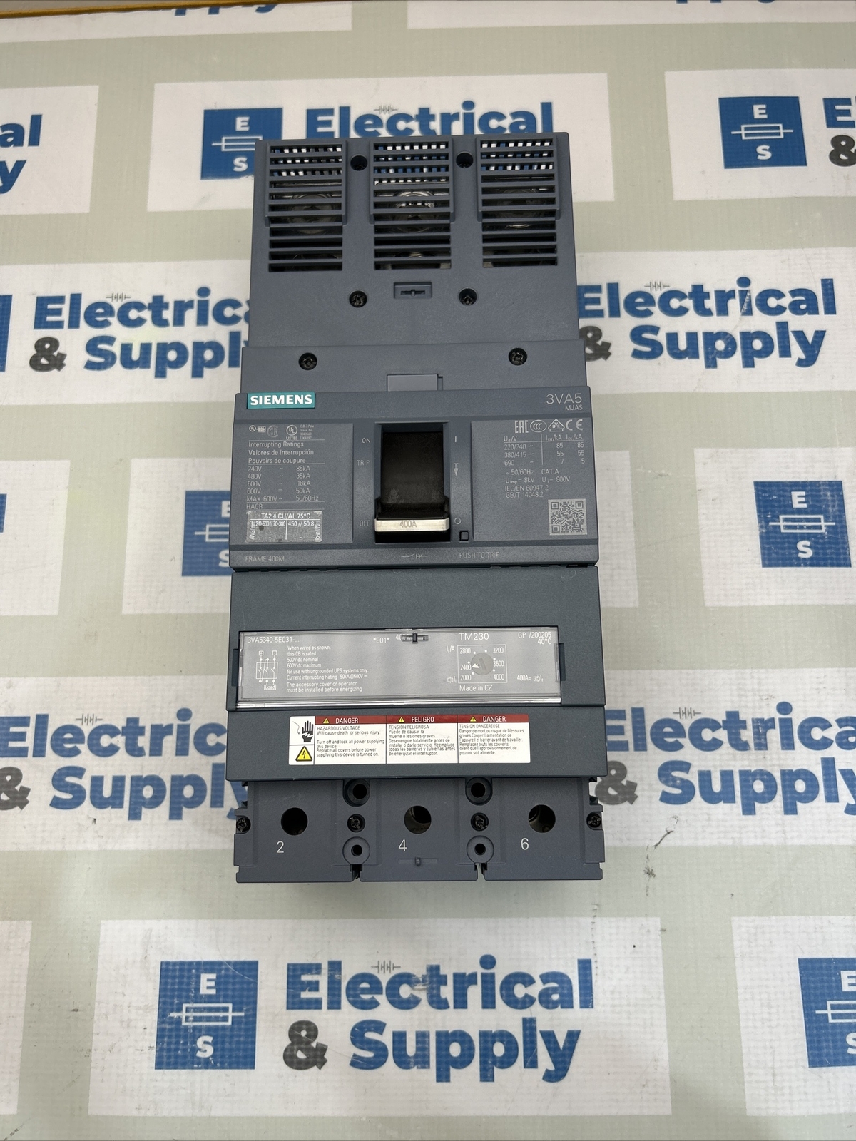 3VA5340-5EC31-0AA0 SIEMENS 3 POLE 400A 600 VOLT CIRCUIT BREAKER