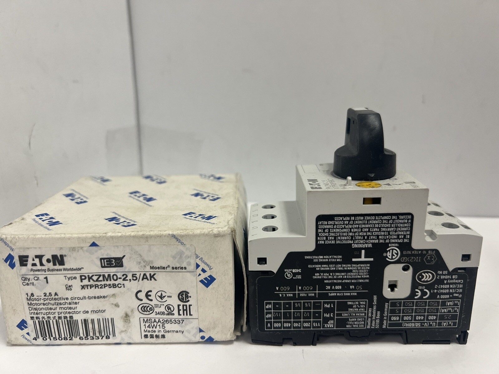 (1) NEW Eaton PKZM0-2,5 /AK XTPR2P5BC1 Motor-Protective Circuit-Breaker
