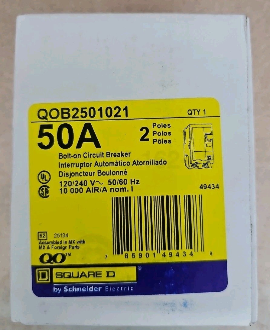 QOB2501021 QOB250-1021 2Pole 50Amps 120/240Volt 120V w/Shunt BOLT-ON SquareD NEW