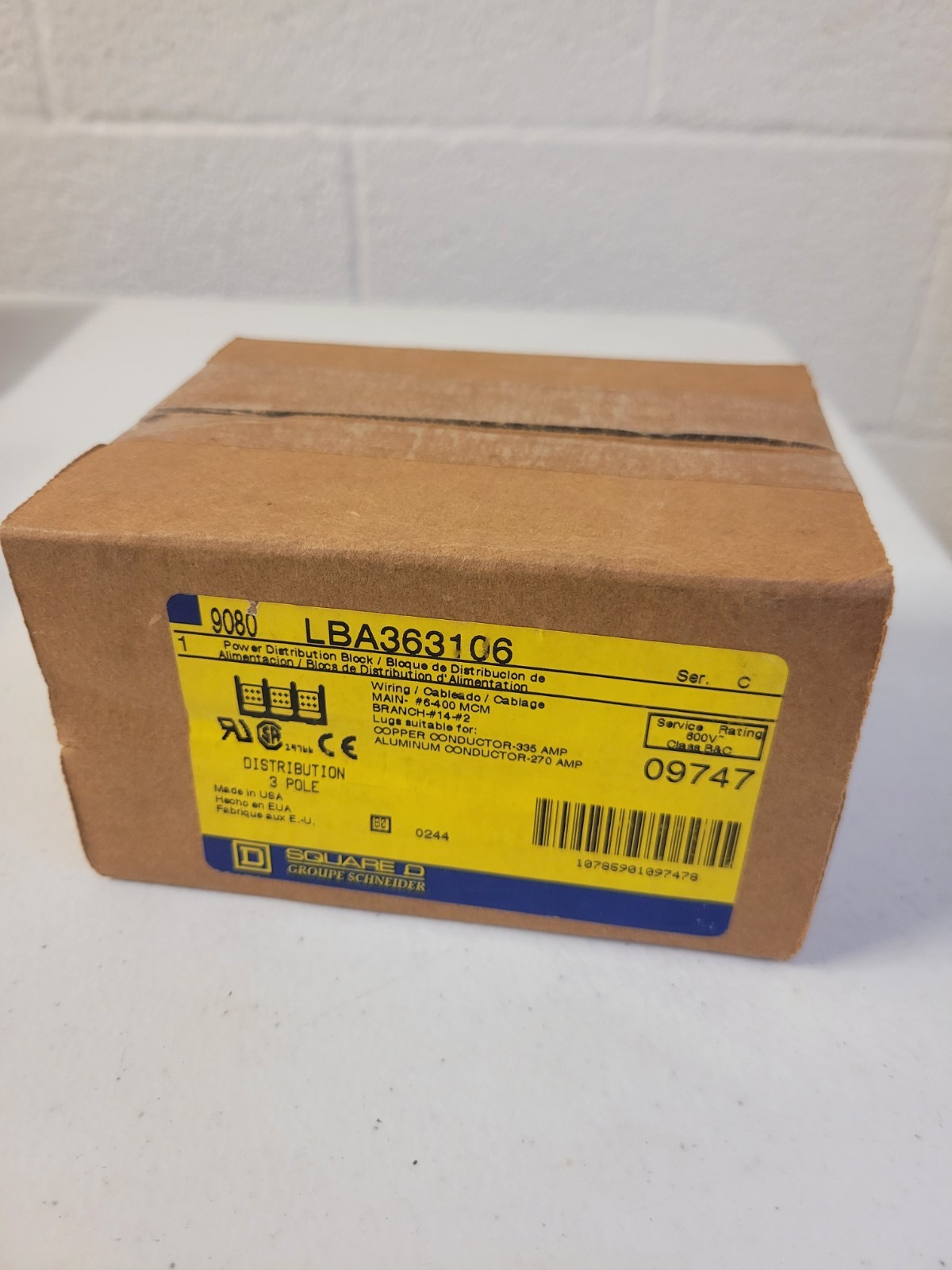 Square D 9080 LBA363106 Power Distribution Block Series C 3POLE