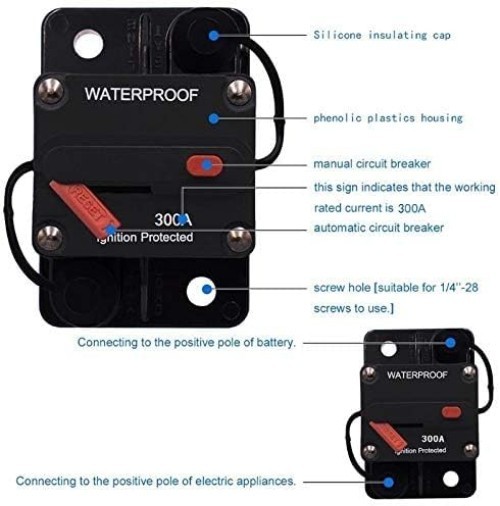 300 Amp Circuit Breaker 30A- with Manual Reset Waterproof Inline Fuse Inverte…