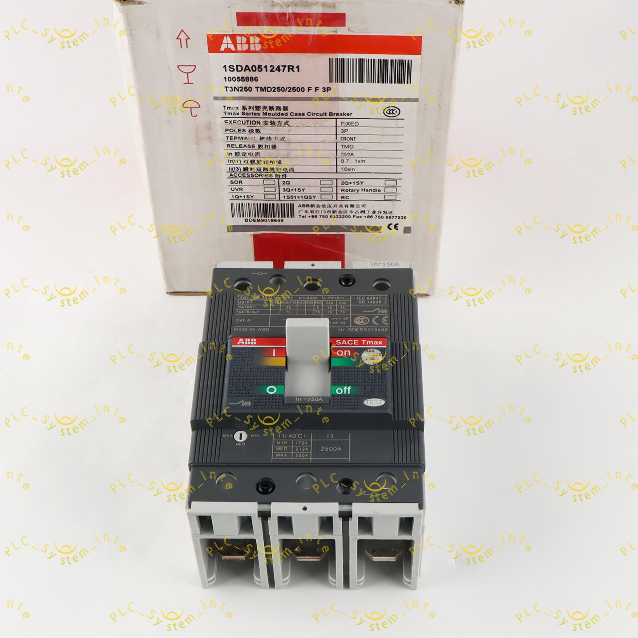 1PCS New ABB TMAX T3N250 TMD250/2500 FF 3P 250A 1SDA051247R1 Circuit Breaker