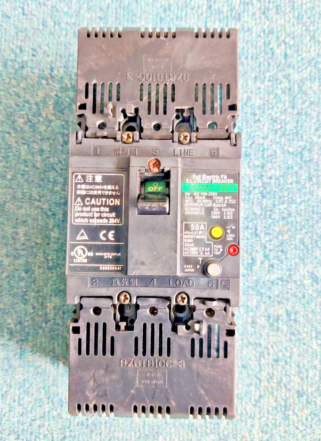 Fuji Electric FA E.L.CIRCUIT BREAKER EG53AC 50A, EB3BEAC-050B,AC 100-230V 30MA