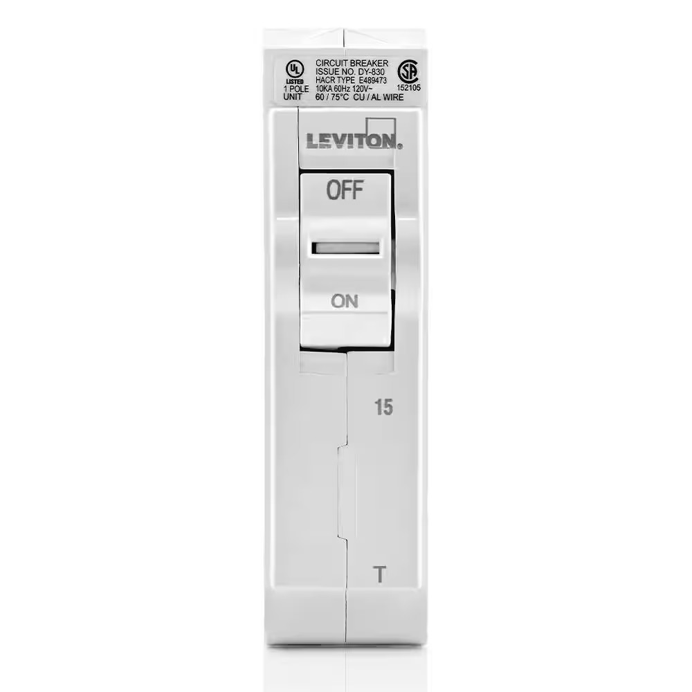 Standard 1-Pole 15 Amp, 120-Volt, Thermal Magnetic Branch Circuit Breaker