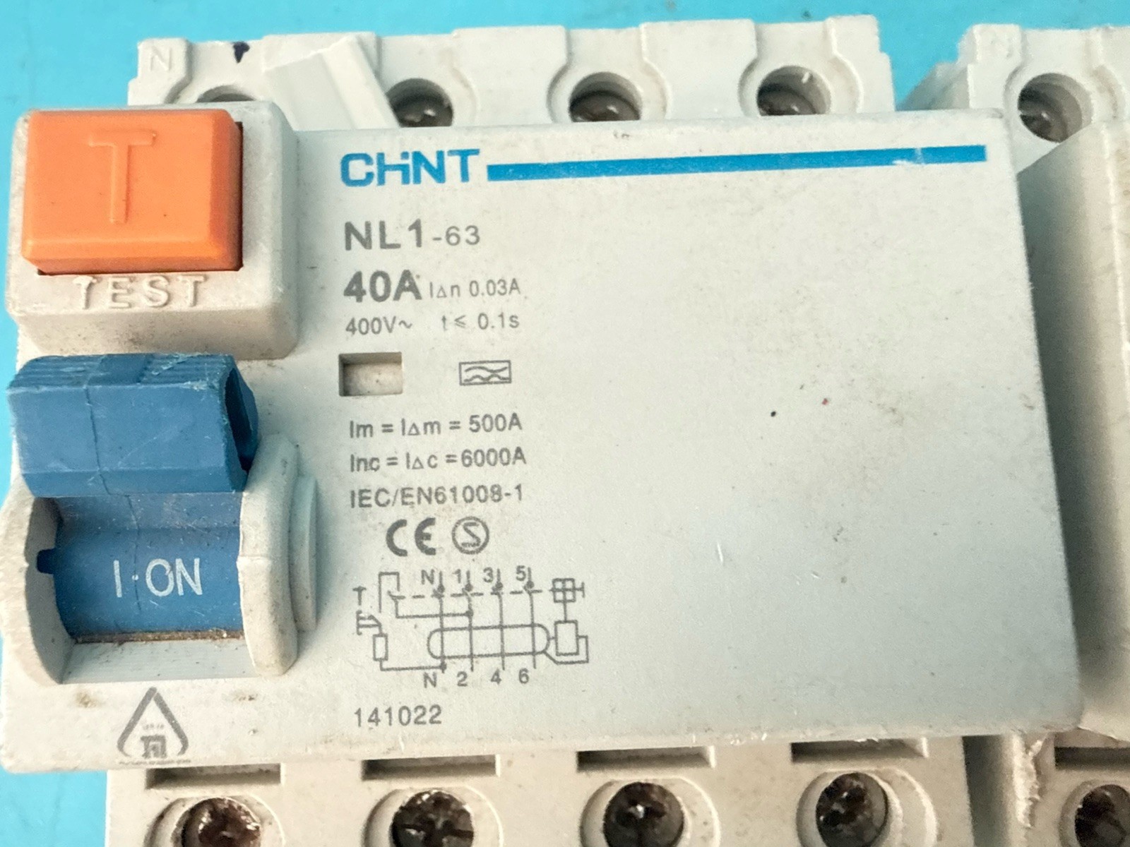 Lot of 2 CHNT NL1-63 RCCB RCD Circuit Breaker 4 Pole 40A & 63A 30mA 400V