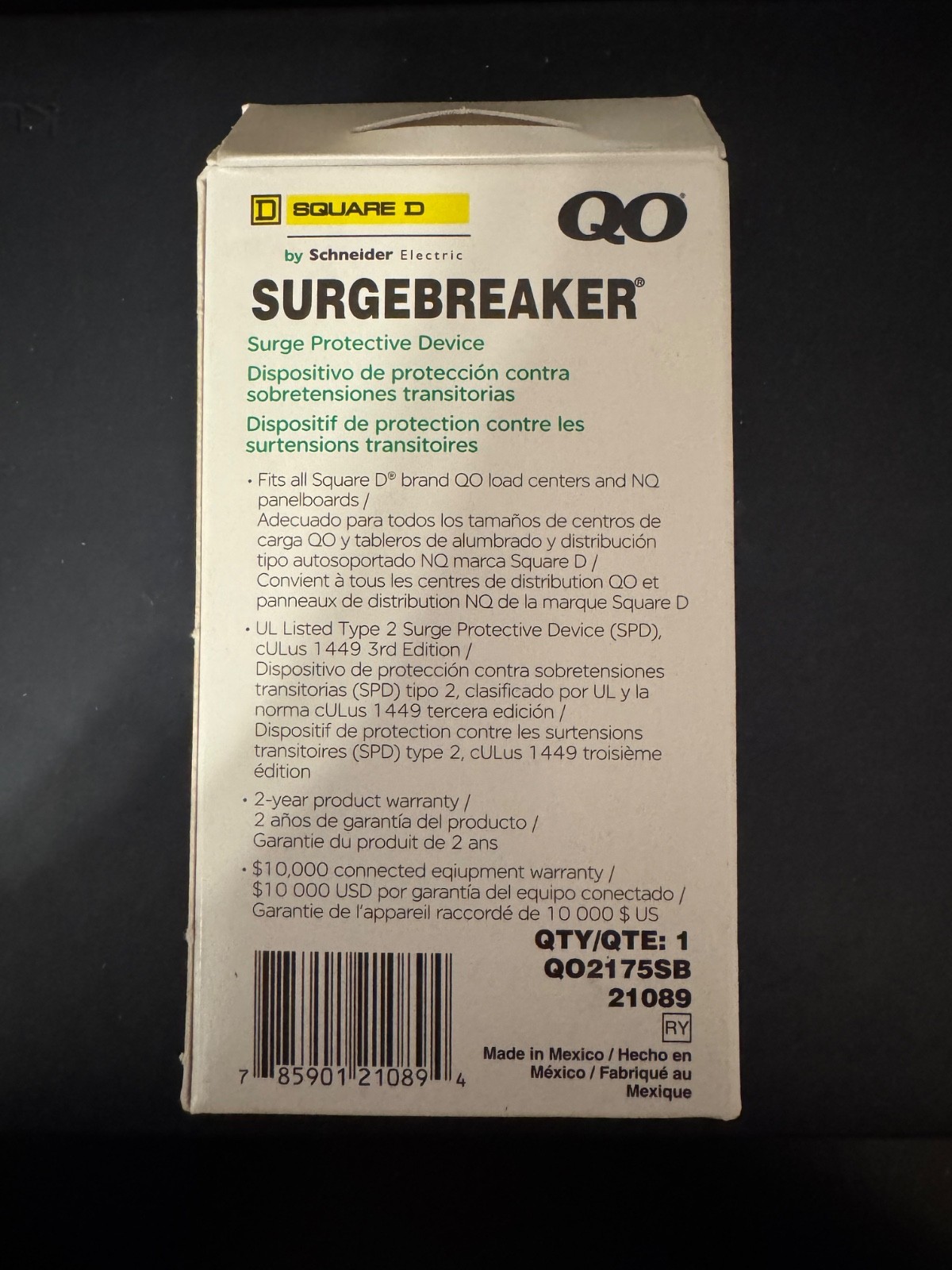 NEW Square D QO2175SB Surgebreaker, Surge Protection Device