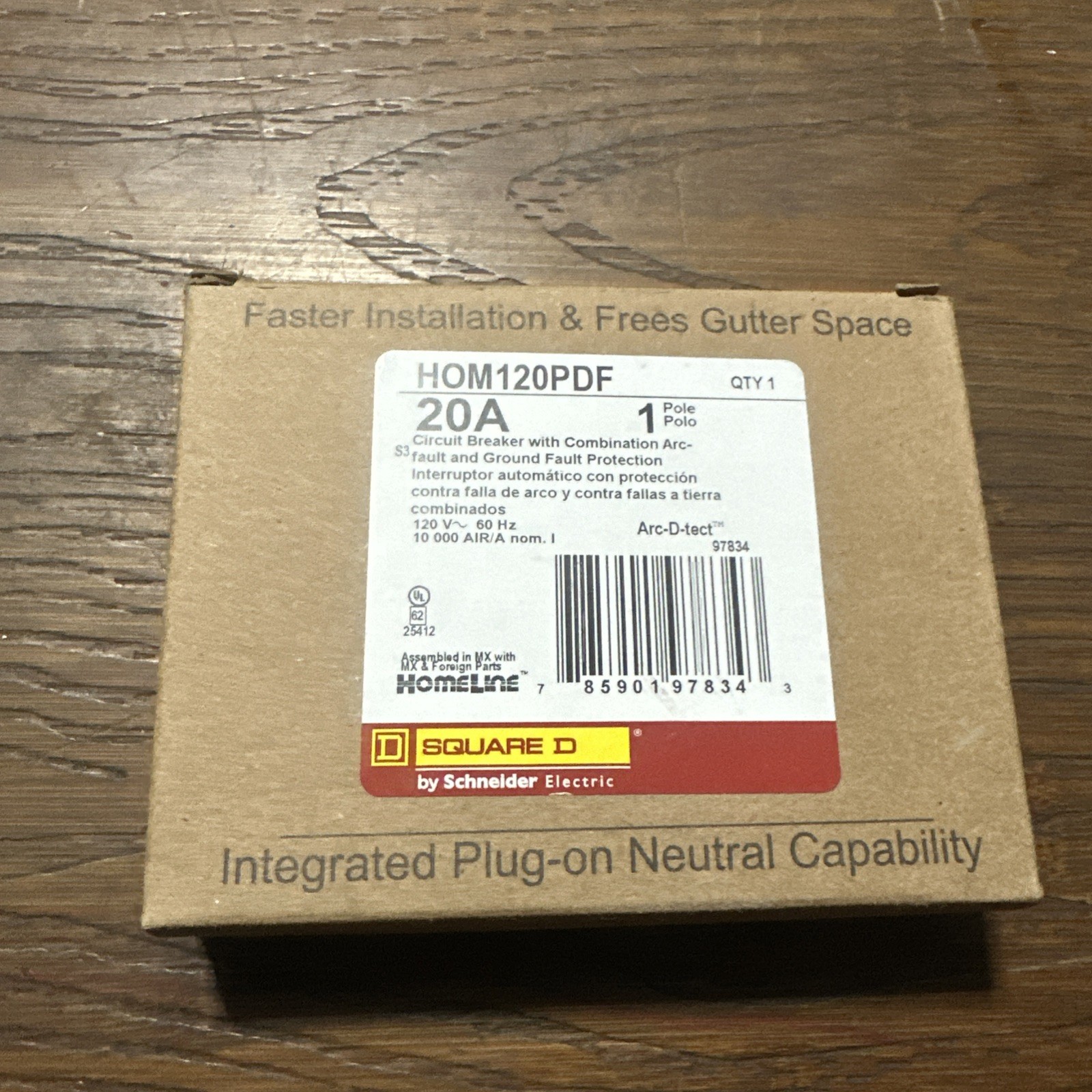 Square D HOM120PDF 120V 20A Single-Pole Circuit Breaker