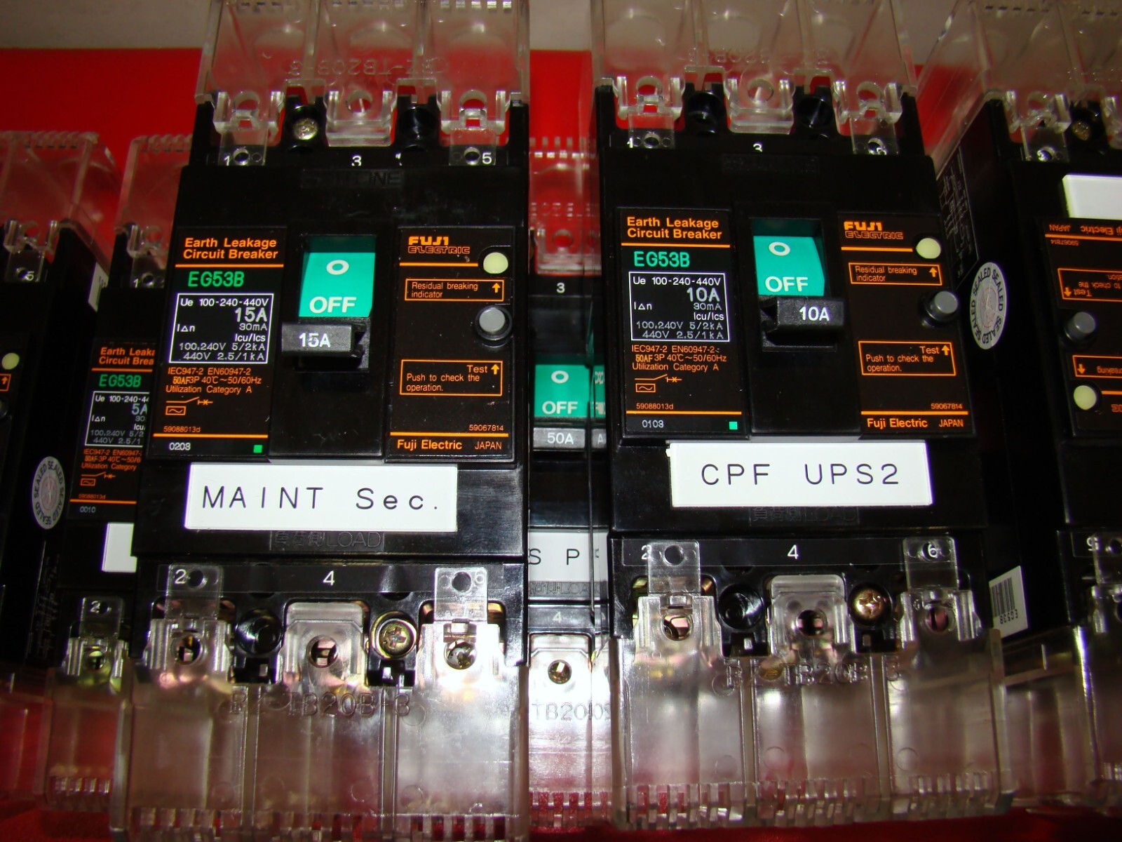 FUJI EG53B 3 Pole (5A) (10A) (15A) (20A) (40A) 50A Leakage Circuit breaker