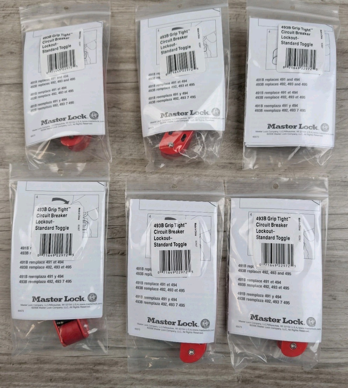 Master Lock 493B Grip Tight Circuit Breaker Lockout Standard Toggle Pack of 6