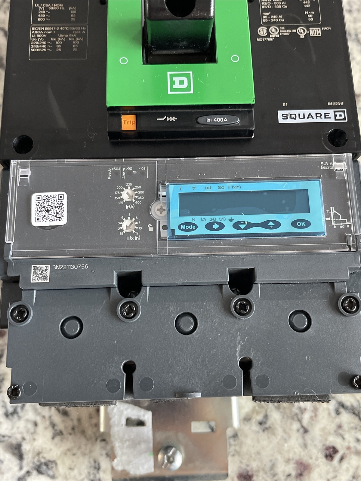 Square D PowerPact Circuit Breaker LJA36400U43X 400Amp 3P 600V 25kA LJA36400