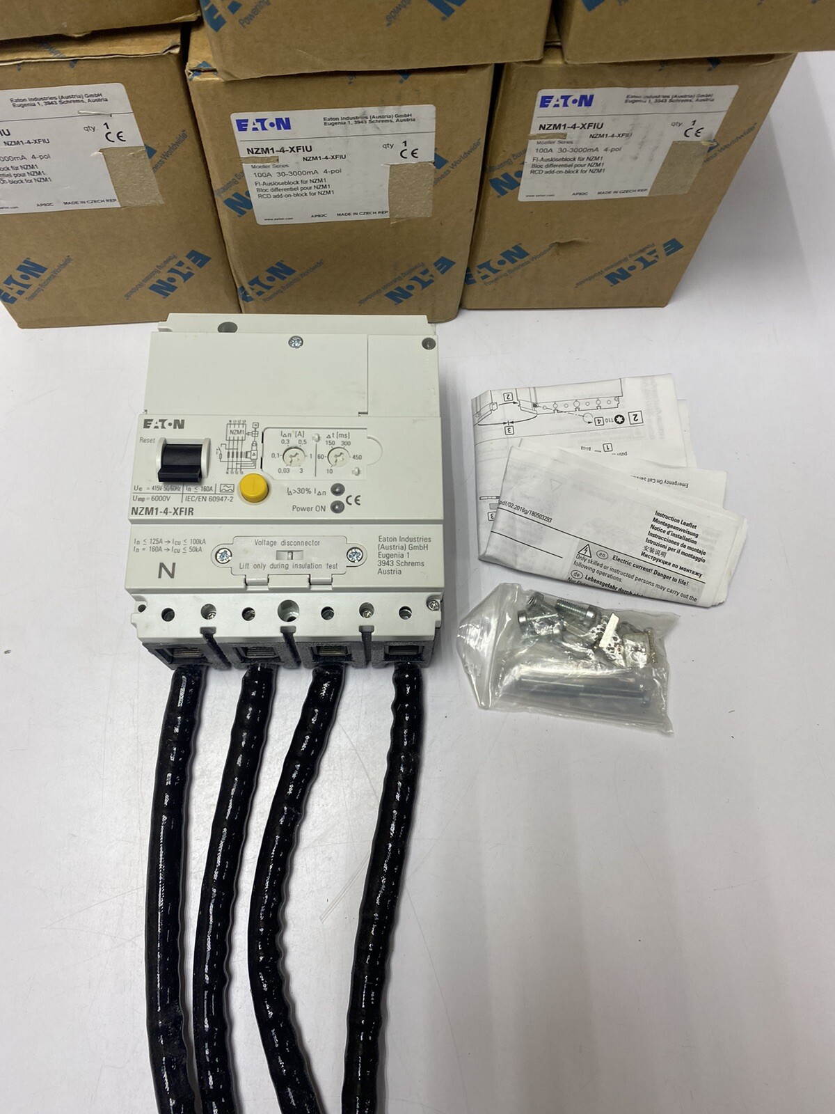 EATON NZM1-4-XFIU 100A 4POLE ELECTRIC Earth-fault release 30-3000mA