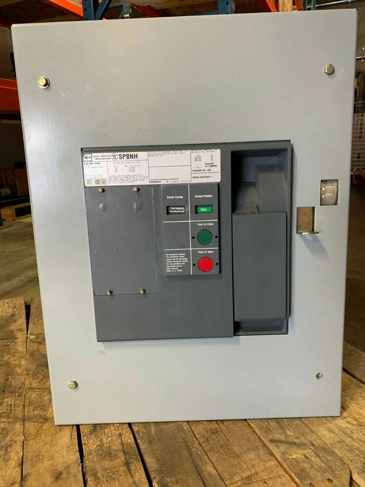 Westinghouse SPBNH 2500A 3p 600V Draw Out Elect Operated Used E-OK SPBNH325C