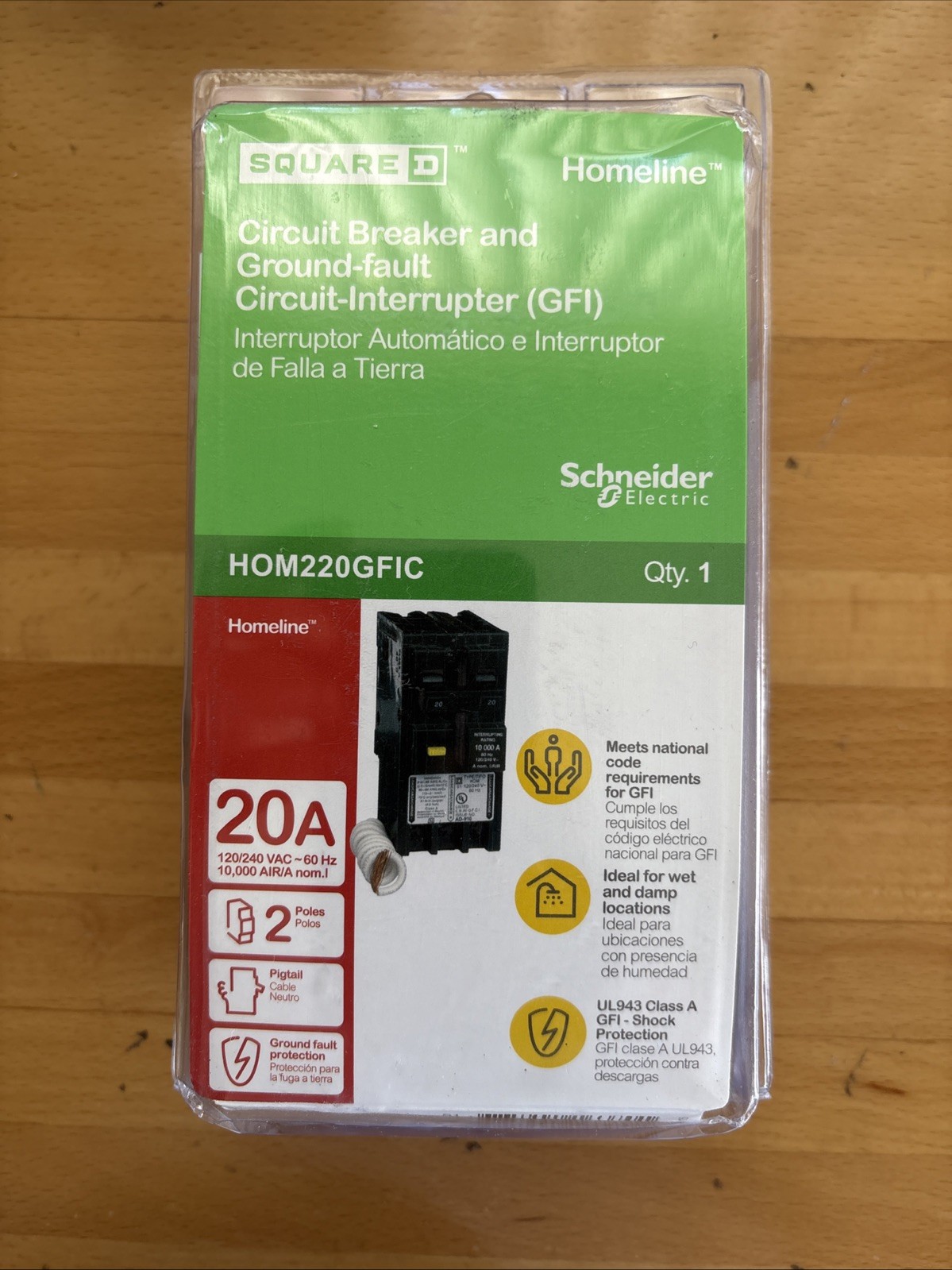 Square D HOM220GFIC 20A Circuit Breaker & GFIC J