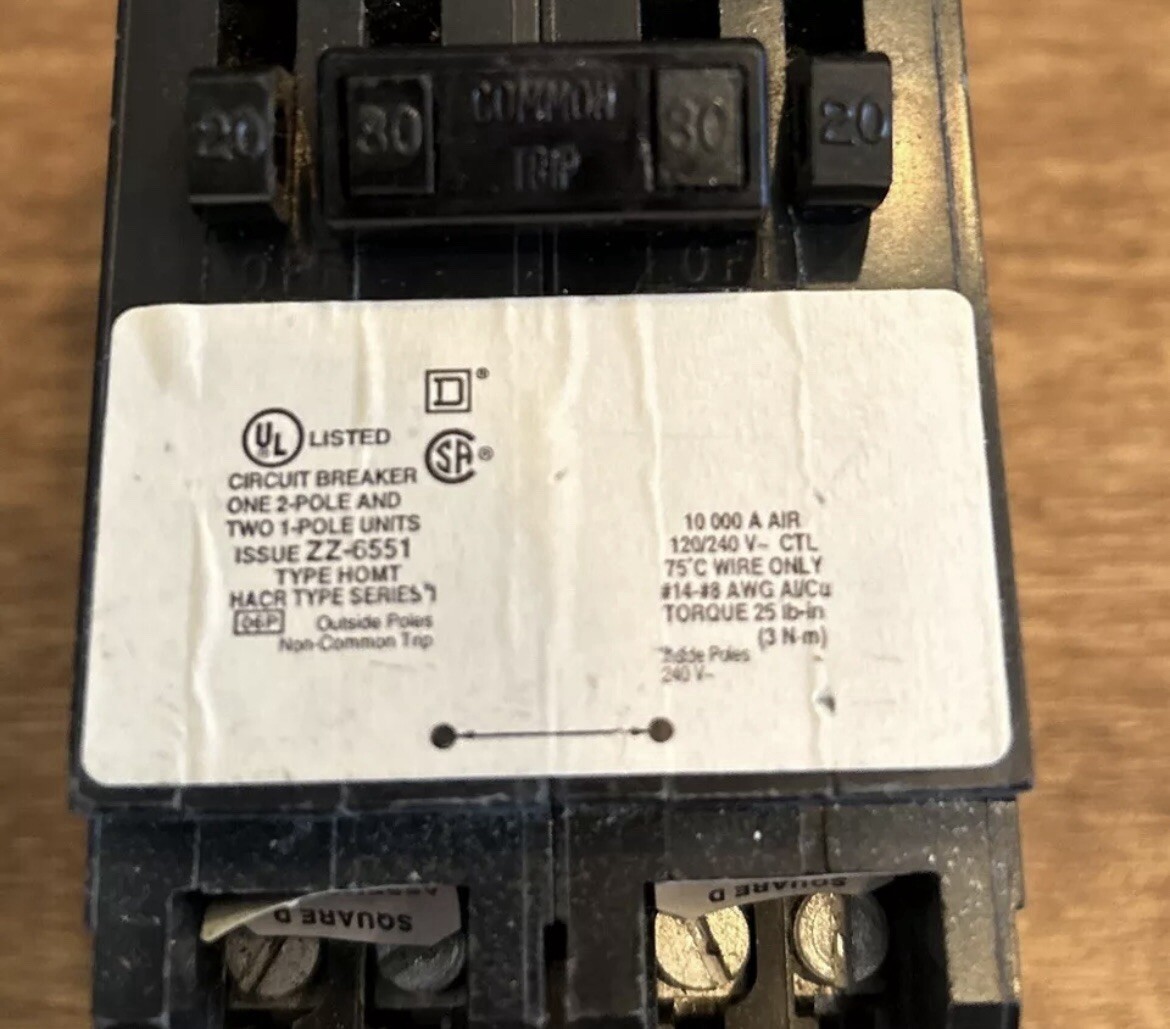 Square D Homeline HOMT2020230CP Quad Two 1 Pole 20 Amp 1 2P 30A Breaker New