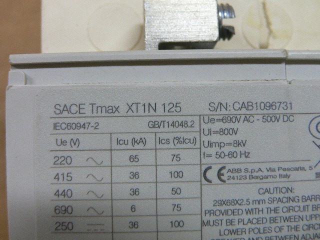 Abb Sace Tmax Xt1n 125 240V 480V Industrial 3 Pole Circuit Breaker 20 Amp