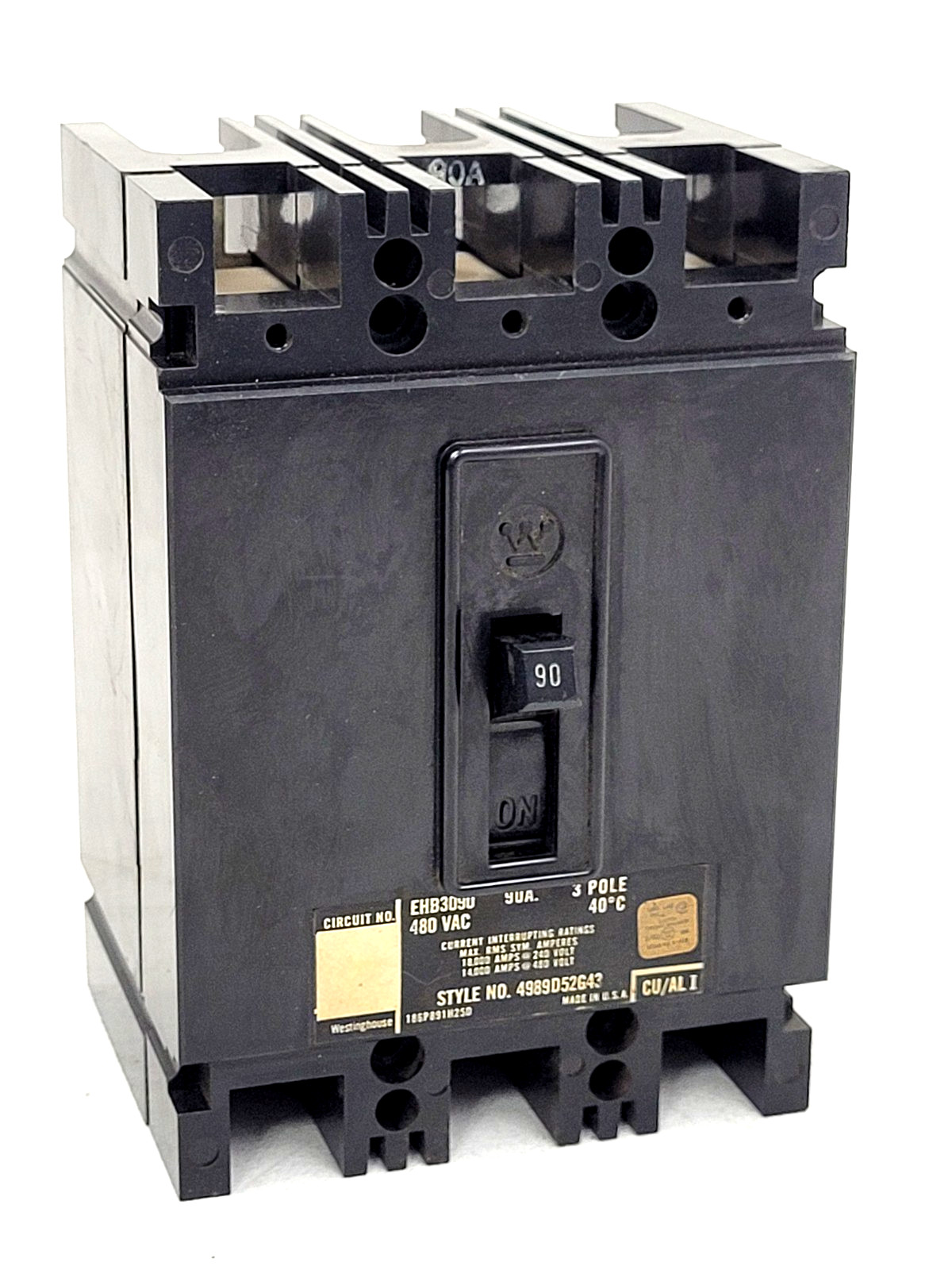 EHB3090 Westinghouse 90 Amp 480 VAC Circuit Breaker – Next Day Option