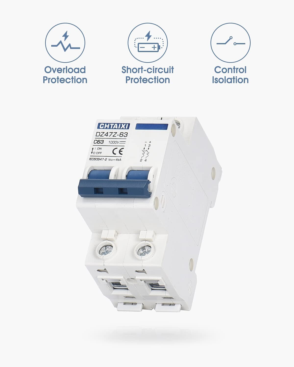 Screw Clamp DC Miniature Circuit Breaker – 1000V 63A for Secure Installations