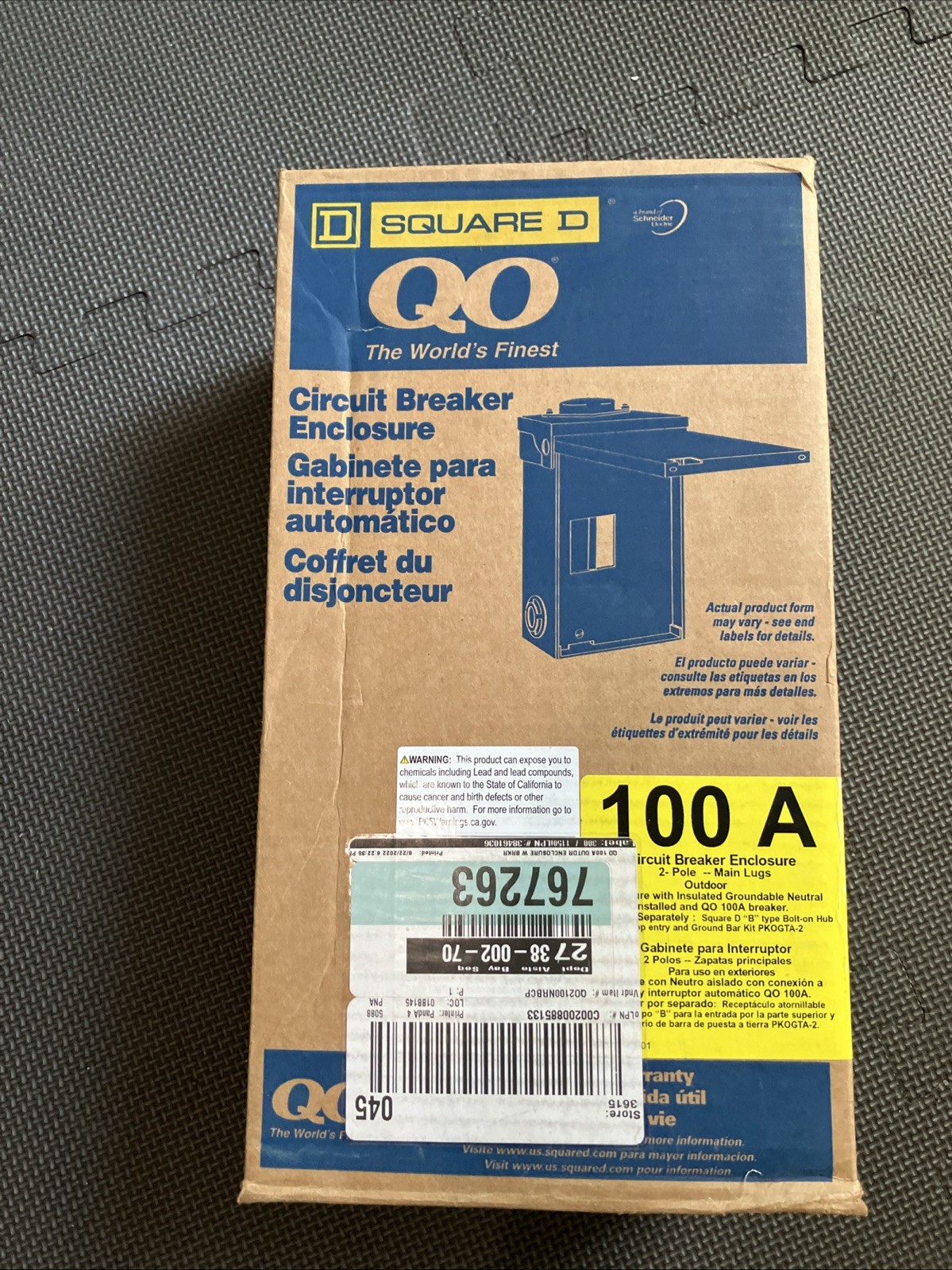 Square D Circuit Breaker Enclosure With 100A 2 Pole Main Breaker QO2100NRBCP NEW