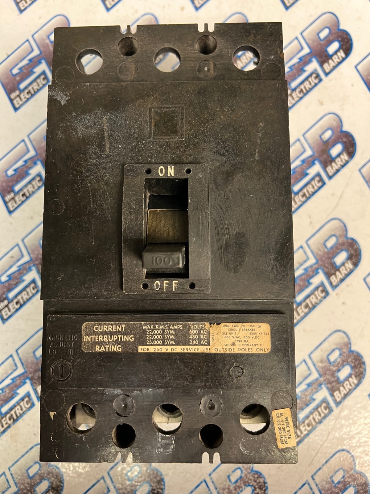 Square D KAL36100, 100 Amp, 600 Volt, 3 Pole, Black, Circuit Breaker – WARRANTY