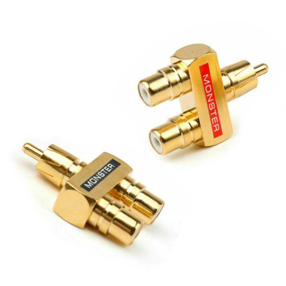 Y Splitter Adapter Copper Gold Plated Metal Parts 2pcs Accessory Audio