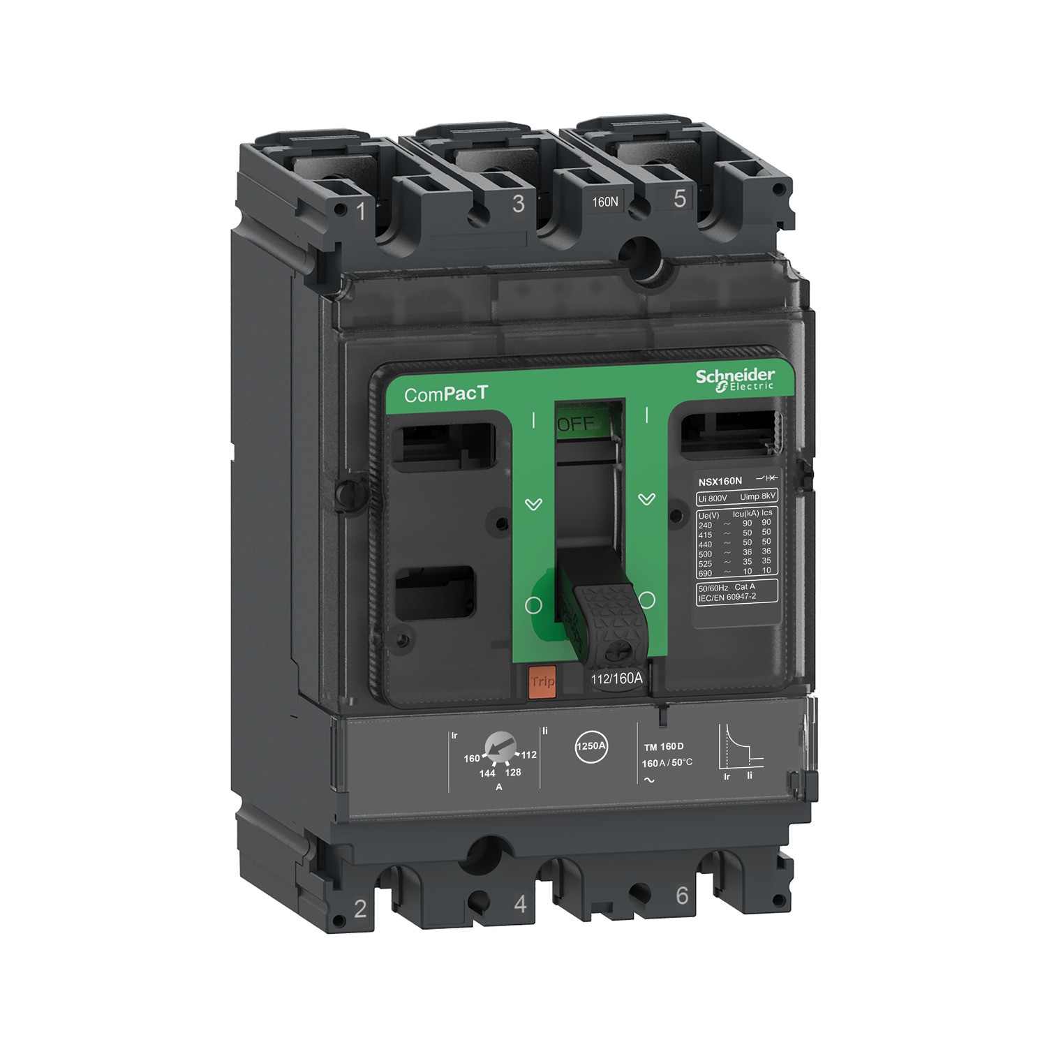Schneider C16F3TM125C – NSX160F 36kA AC 3P3D 125A TMD 50 آ°C – Made In Poland